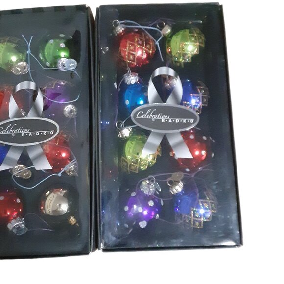 22 Celebrations by Radko Christmas Tree Glass Balls 2.25" Glitter Dots Stars - Picture 4 of 4